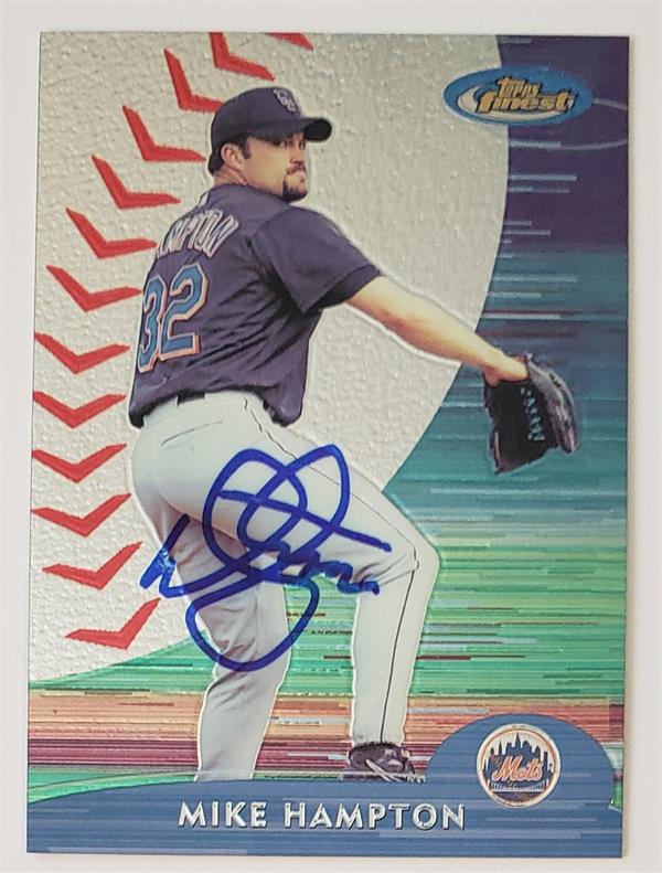782032 Mike Hampton Autographed Baseball Card -   York Mets 2000 Topps Finest No.187