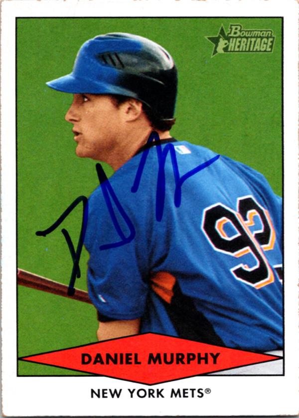782165 Daniel Murphy Autographed Baseball Card -   York Mets, LC 2007 Bowman Heritage No.BHP73