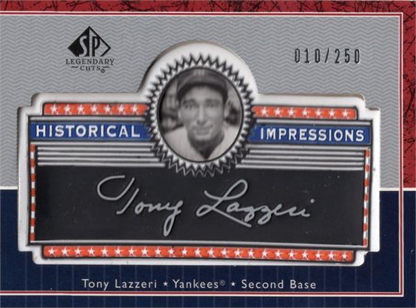 782523 Tony Lazzeri Commemorative Patch Baseball Card -   York Yankees 2003 Upper Deck Historical Impressions Facsimile Signature No.LTL LE 10 & 250