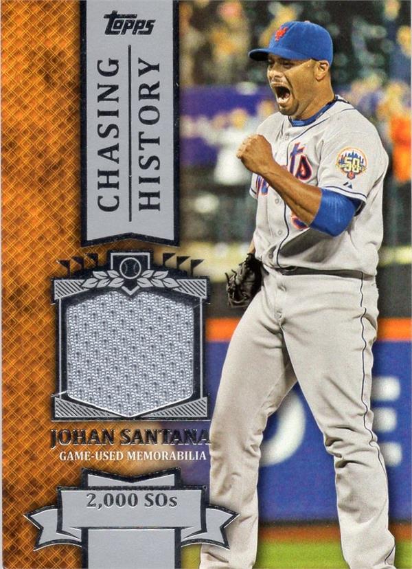 782529 Johan Santana Player Worn Jersey Patch Baseball Card -   York Mets 2013 Topps Chasing History No.CHRJS
