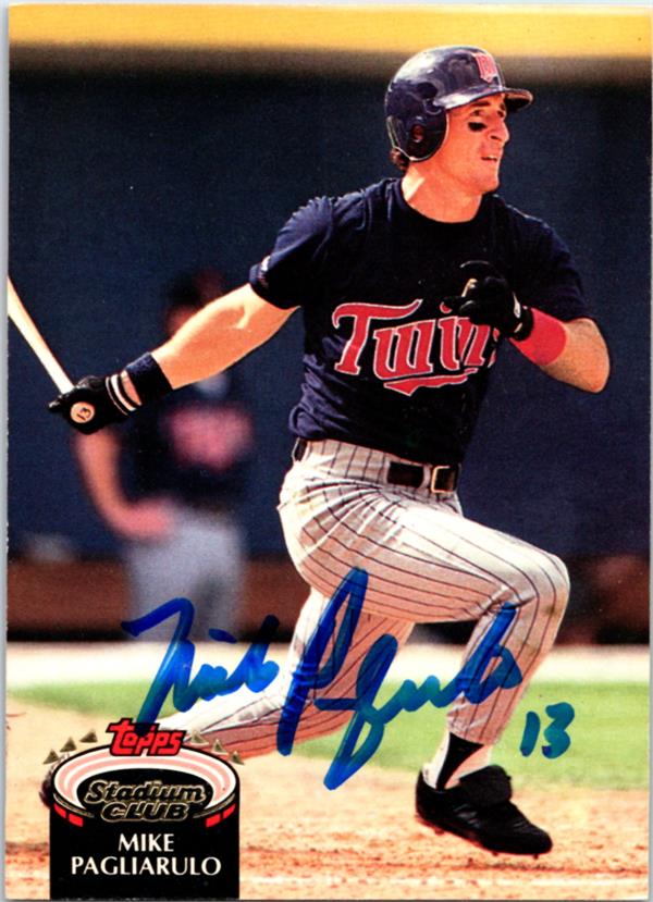 782633 Mike Pagliarulo Signed Baseball Card - Minnesota Twins 1992 Topps Stadium Club No.152