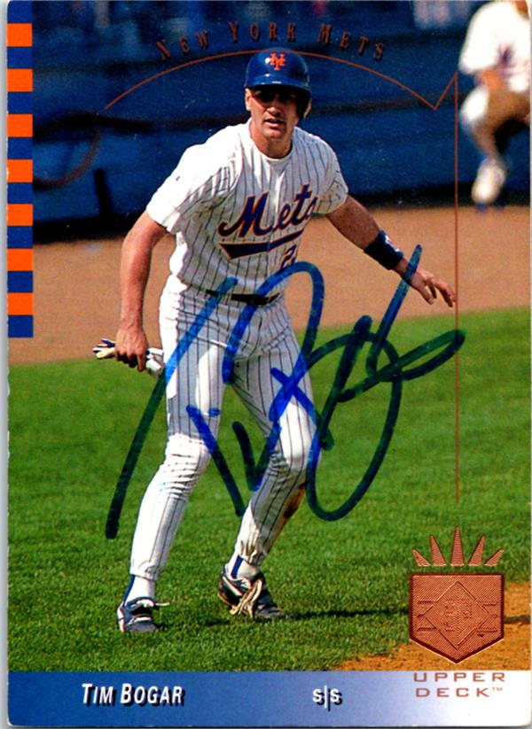 782640 Tim Bogar Autographed Baseball Card -   York Mets, LC 1993 Upper Deck Sp No.145