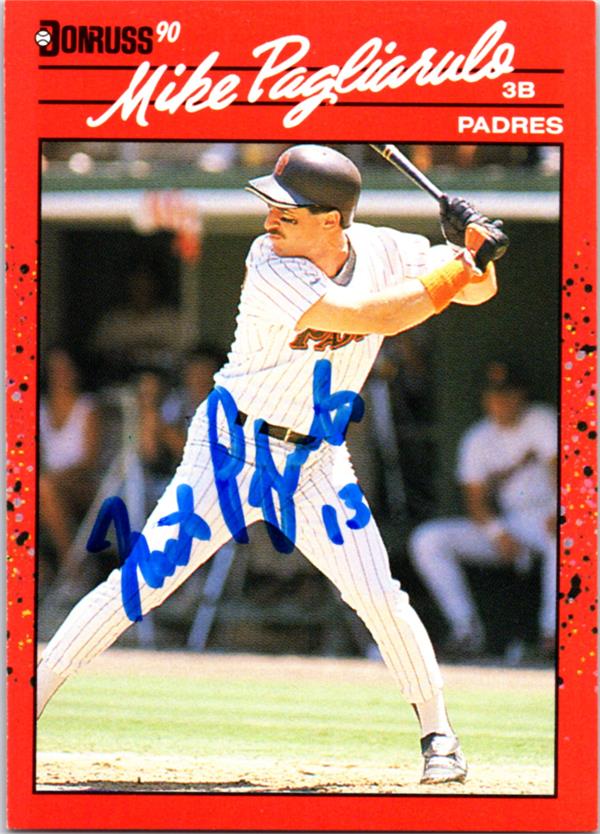 782643 Mike Pagliarulo Signed Baseball Card - San Diego Padres 1990 Donruss No.364