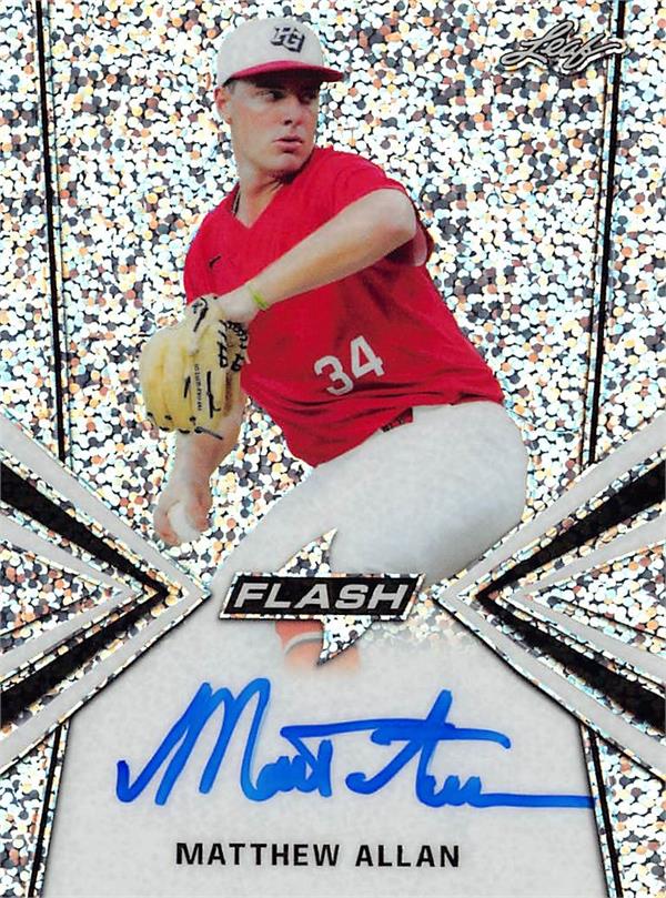 782662 Matthew Allan Autographed Baseball Card - Seminole Hs, Mets 2019 Leaf Flash Refractor Rookie No.BAMA1
