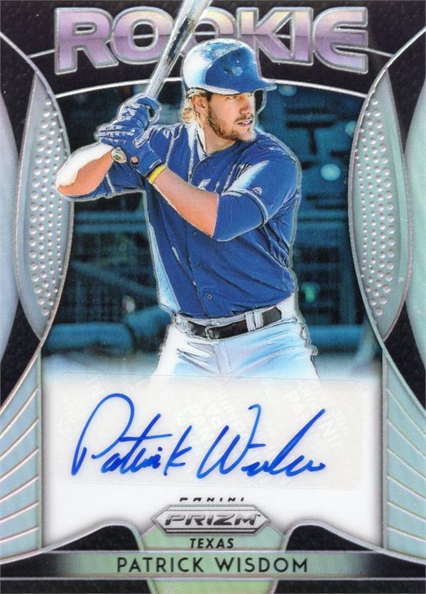 782713 Patrick Wisdom Autographed Baseball Card - Chicago Cubs, Texas 2019 Panini Prizm Rookie No.RAPW