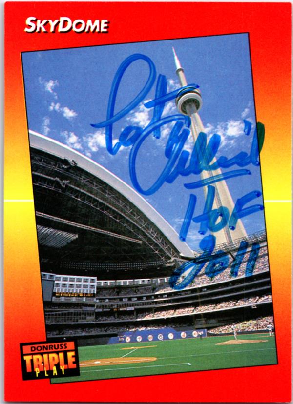 782719 Pat Gillick Autographed Baseball Card - Toronto Blue Jays, SC 1992 Donruss Triple Play Skydome No.1 HOF 2011
