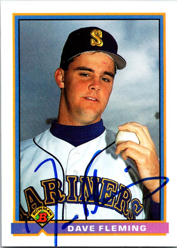 781421 Dave Fleming Autographed Baseball Card - Seattle Mariners 1991 Bowman No.249