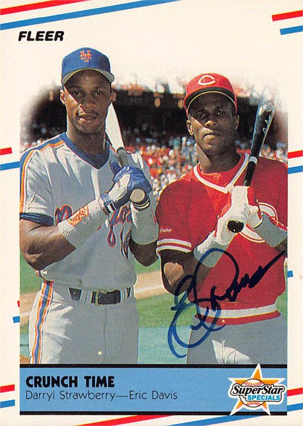 782755 Eric Davis Autographed Baseball Card - Cincinnati Reds 1988 Fleer No.637