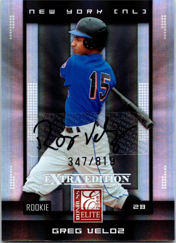 794203 Greg Veloz Autographed Baseball Card - St. Lucie Mets 2008 Donruss Elite Extra No.124