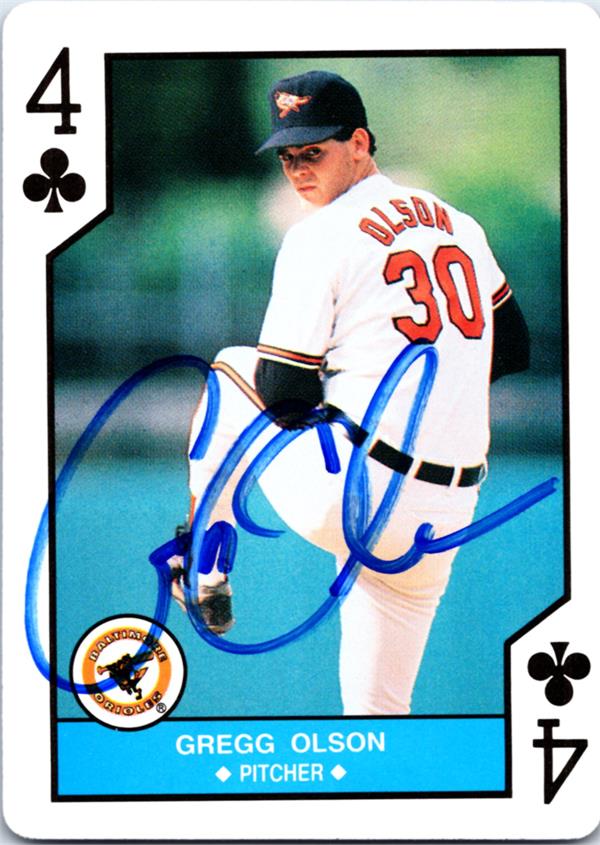 780384 Gregg Olson Autographed Baseball Playing Card - Baltimore Orioles 1990 All Stars No.4C