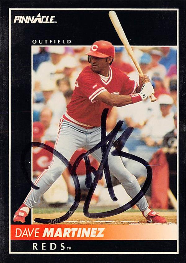 780407 Dave Martinez Autographed Baseball Card - Cincinnati Reds 1992 Pinnacle No.397