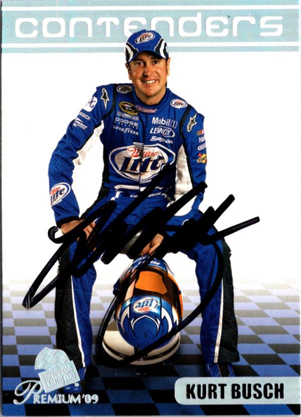 794954 Kurt Busch Autographed Trading Card - Auto Racing, Nascar 2009 Press Pass Premium Contenders No.5