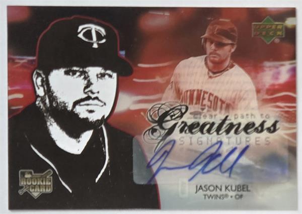 795046 Jason Kubel Autographed Baseball Card - Minnesota Twins 2006 Upper Deck Greatness Rookie No.103