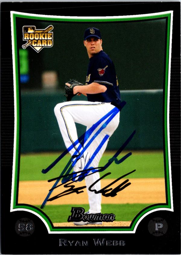 795137 Ryan Webb Autographed Baseball Card - San Diego Padres 2009 Bowman Rookie No.BDP27