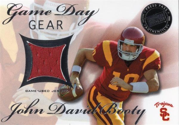 794588 John David Booty Player Worn Jersey Patch Football Card - USC Trojans 2008 Press Pass Game Day Gear Rookie No.Gdgjdb