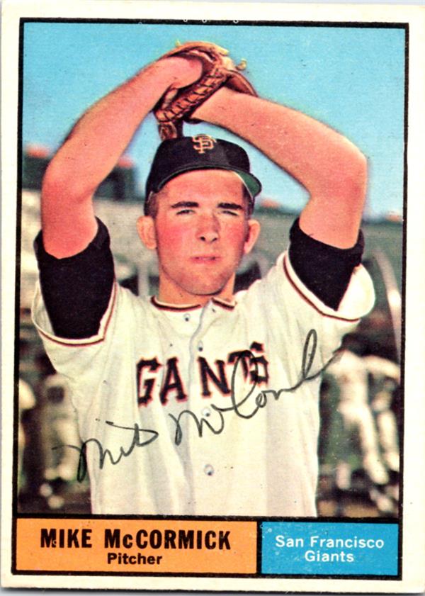 780561 Mike Mccormick Autographed Baseball Card - San Francisco Giants 1961 Topps No.305 Ballpoint