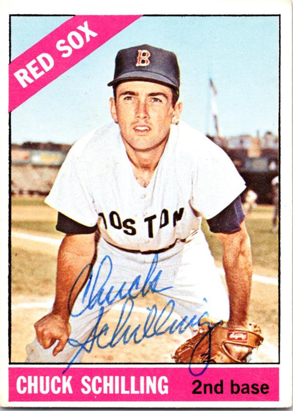 780690 Chuck Schilling Autographed Baseball Card - Boston Red Sox 1966 Topps No.6