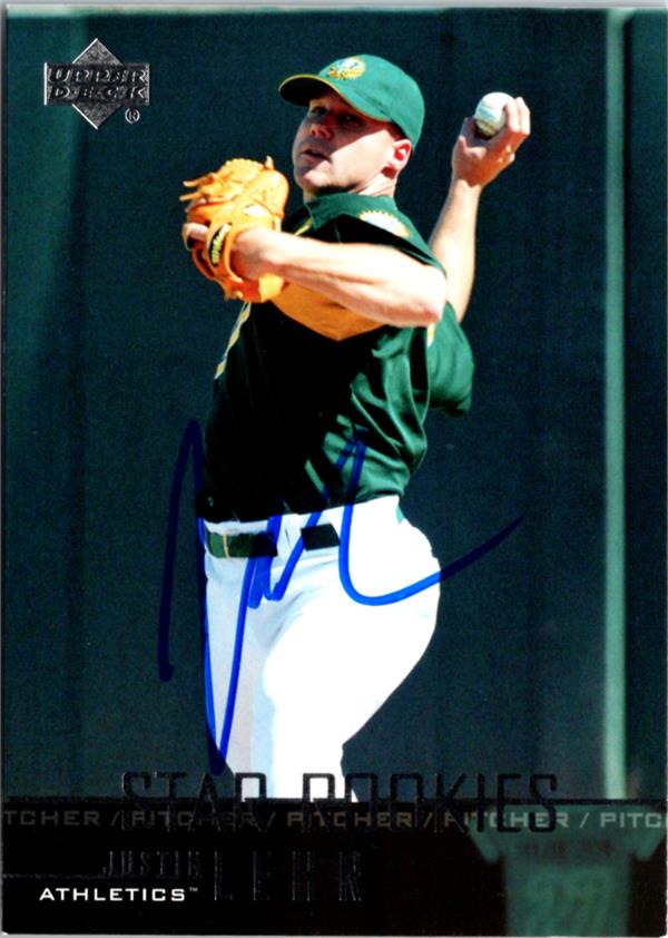 795184 Justin Lehr Autographed Baseball Card - Oakland Athletics 2004 Upper Deck Star Rookies No.577
