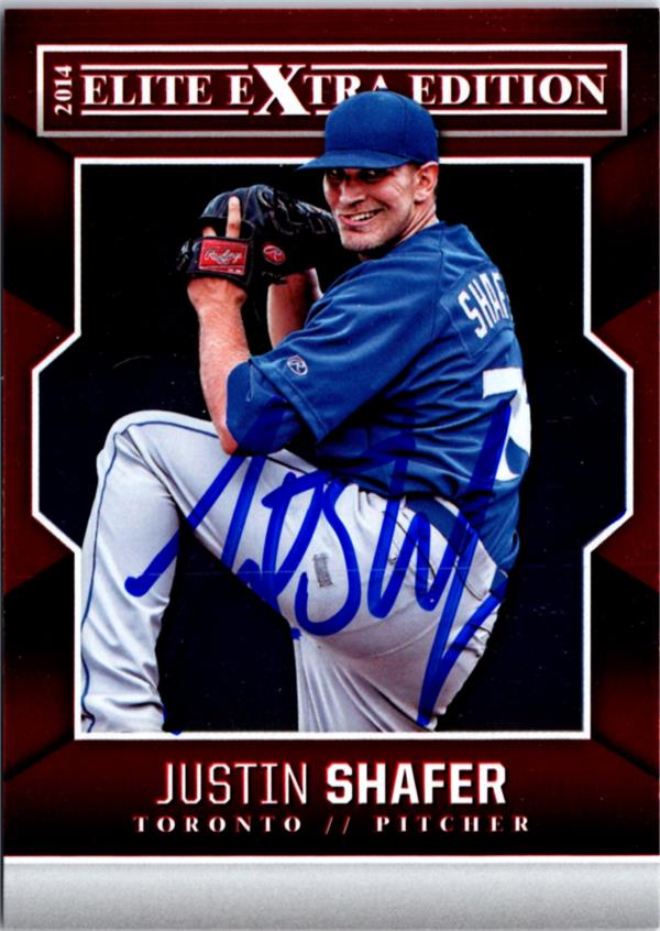 795226 Justin Shafer Autographed Baseball Card - Toronto Blue Jays 2014 Panini Elite Extra Rookie No.96