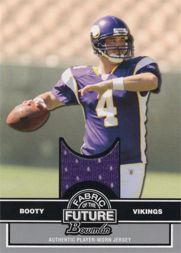 794751 John David Booty Player Worn Jersey Patch Football Card - Minnesota Vikings 2008 Bowman Rookie No.FFJB
