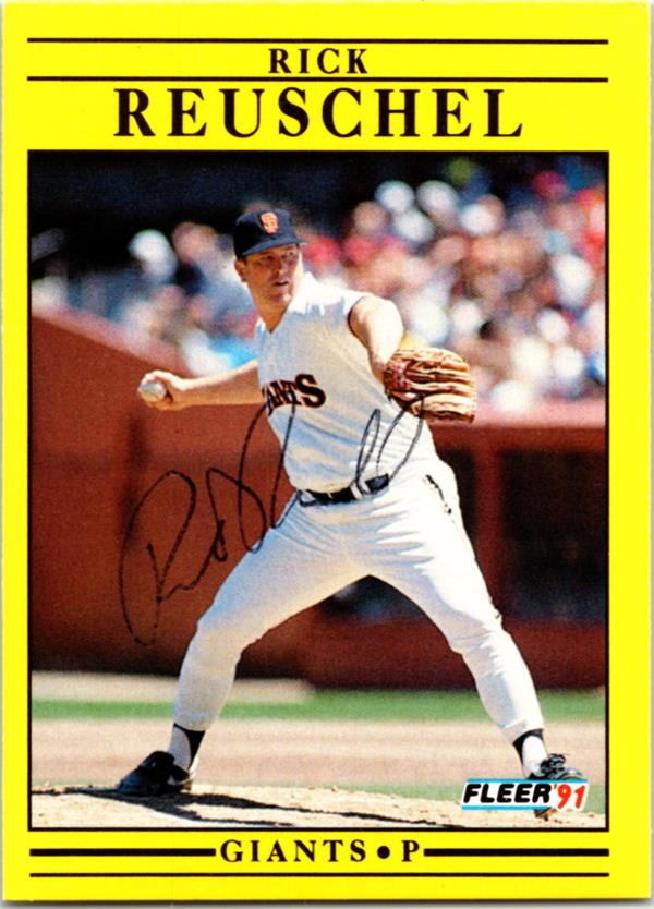 794035 Rick Reuschel Autographed Baseball Card - San Francisco Giants 1991 Fleer No.270 Ballpoint