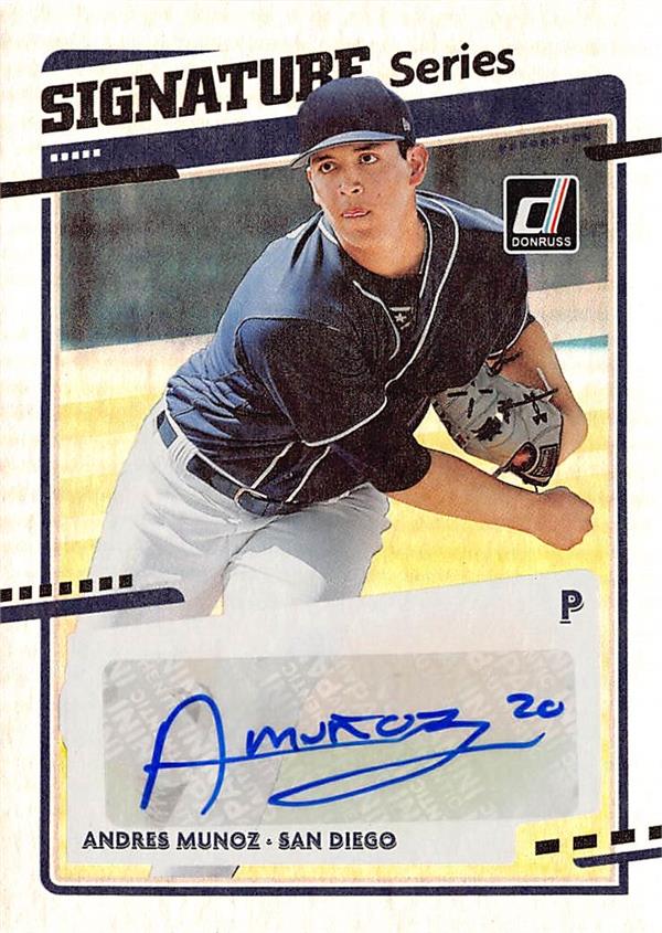 794268 Andres Munoz Autographed Baseball Card - San Diego Padres 2020 Donruss Signature Series No.SSAN