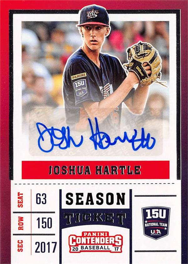 794297 Joshua Hartle Autographed Baseball Card - Wake Forest Deamon Deacons 2017 Panini Contenders Season Ticket No.USATJH