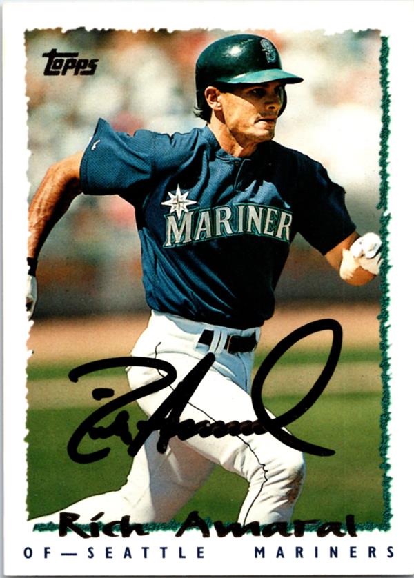 769468 Rich Amaral Autographed Baseball Card - Seattle Mariners 1995 Topps Traded No.142T
