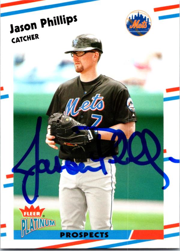 769618 Jason Phillips Autographed Baseball Card -   York Mets 2003 Fleer Platinum No.238