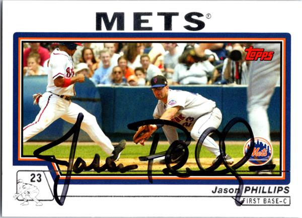 769644 Jason Phillips Autographed Baseball Card -   York Mets 2004 Topps No.118