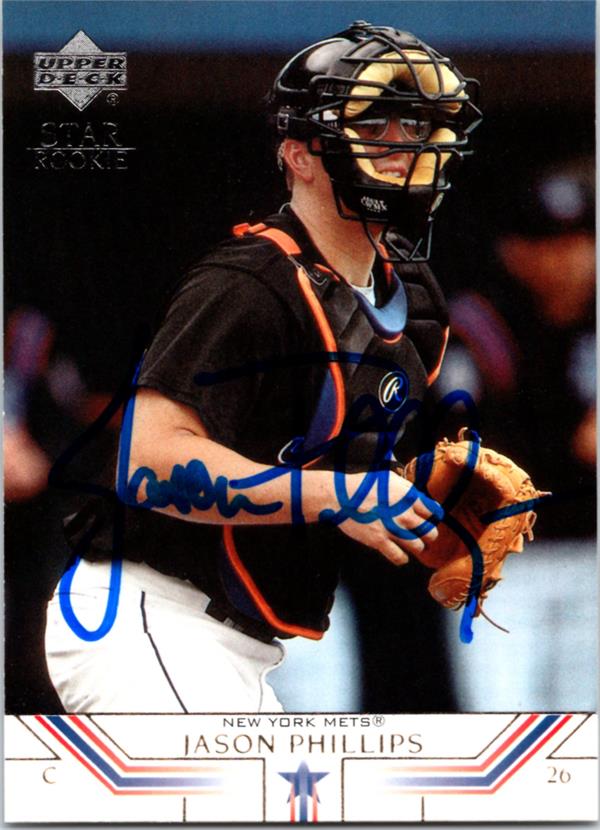 769645 Jason Phillips Autographed Baseball Card -   York Mets 2001 Upper Deck Star Rookie No.34