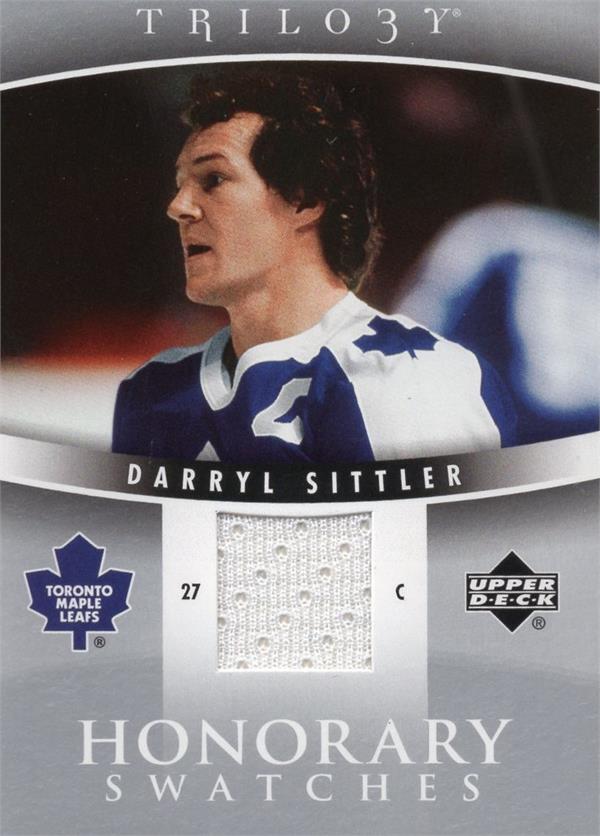 769804 Darryl Sittler Player Worn Jersey Patch Hockey Card - Toronto Maple Leafs 2007 Upper Deck Trilogy No.HSDS