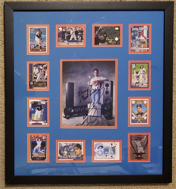769938 Mike Piazza Autographed 8 x 10 in. Photo - Matted Framed to Jimmy -   York Mets Legend with Baseball Cards - 16 x 20 in.