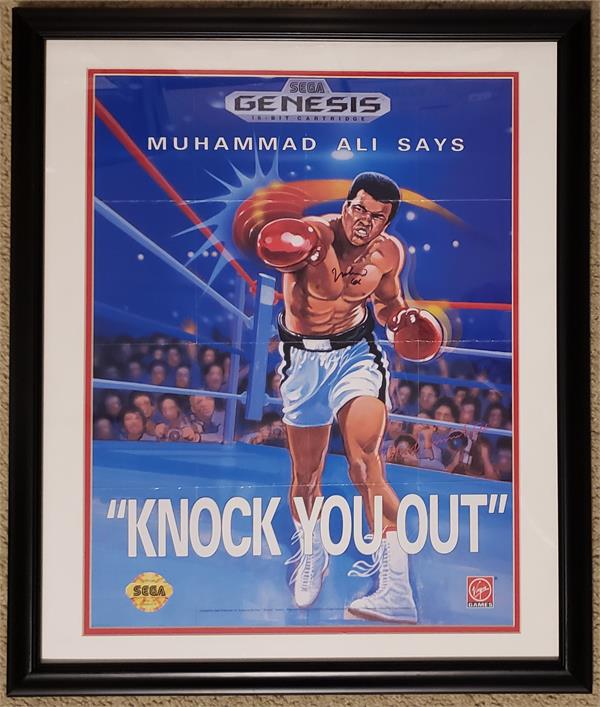 Picture of Autograph Warehouse 769942 Muhammad Ali Autographed Poster - Sega Genesis Video Game Knock You Out Matted Framed - 16 x 20 in.