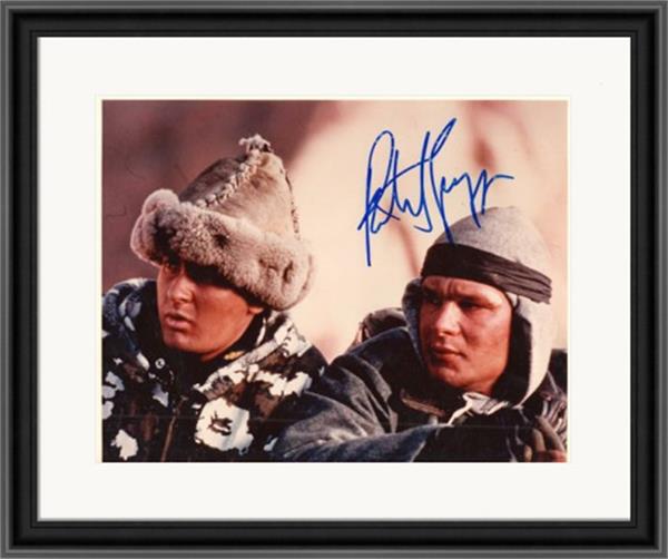 770030 Patrick Swayze Autographed 8 x 10 in. Photo - Red Dawn No.1 Matted & Framed