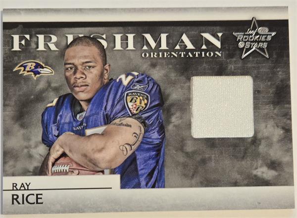 794712 Ray Rice Player Worn Jersey Patch Football Card - Baltimore Ravens 2008 Leaf Rookies & Stars No.FO27 LE 30 & 250