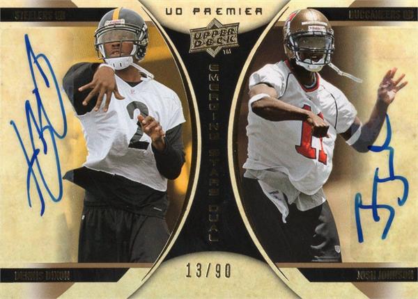 794773 Josh Johnson & Dennis Dixon Autographed Football Card - Buccaneers, Steelers 2008 Upper Deck Premier Dual Rookie No.ES16
