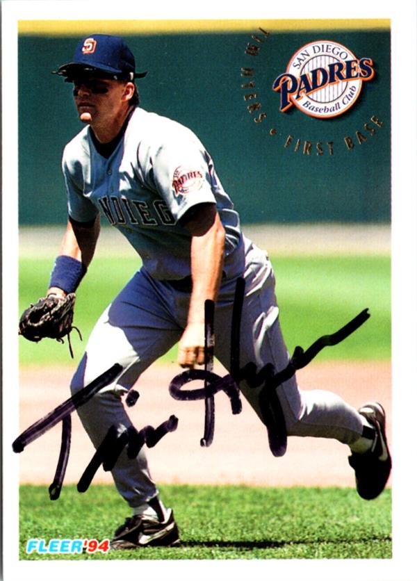 795024 Tim Hyers Autographed Baseball Card - San Diego Padres 1994 Fleer No.U186