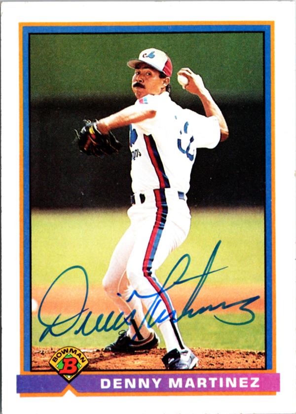 795114 Dennis Martinez Autographed Baseball Card - Montreal Expos 1991 Bowman No.434