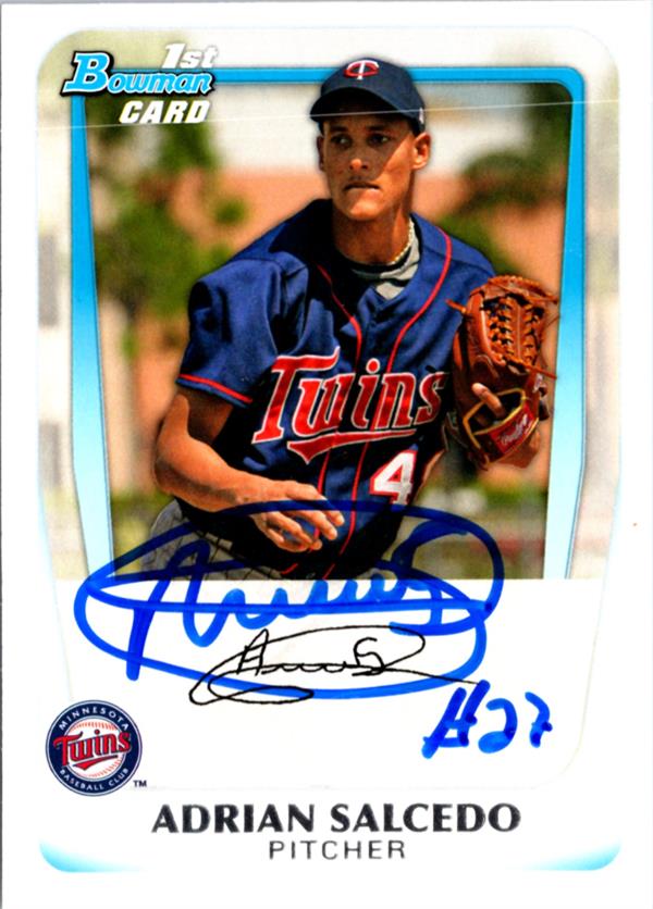 795124 Adrian Salcedo Autographed Baseball Card - Minnesota Twins 2011 Bowman 1st Rookie No.BP58