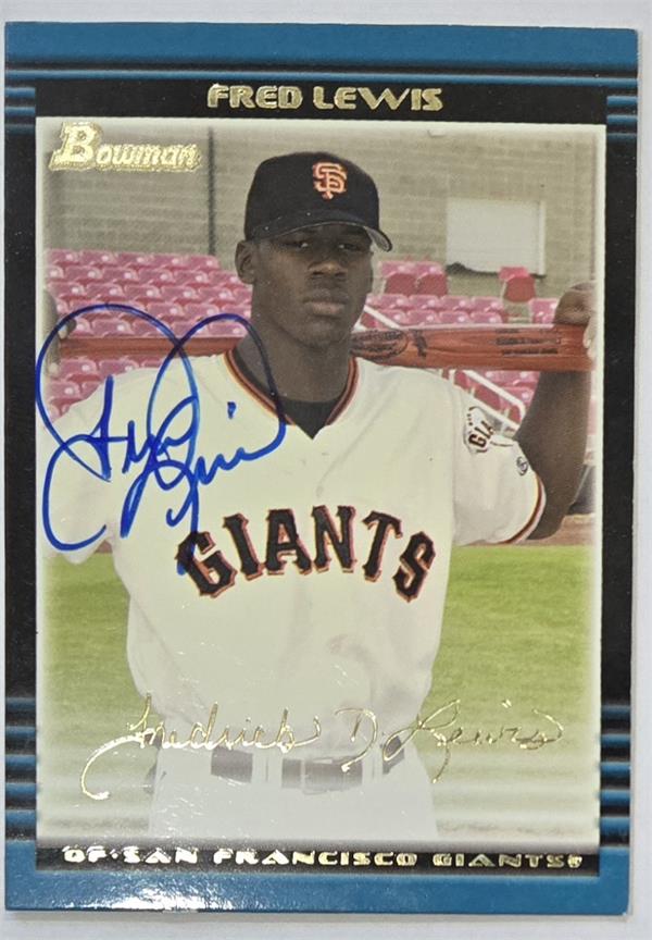795237 Fred Lewis Autographed Baseball Card - San Francisco Giants 2002 Bowman Rookie No.BDP2