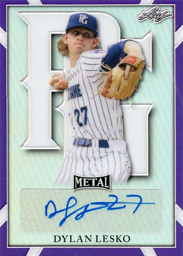 768728 Dylan Lesko Autographed Baseball Card - San Diego Padres 2021 Leaf Metal Blue Refractor Rookie No.BADL1 LE 1 & 30