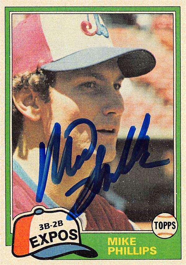 768778 Mike Phillips Autographed Baseball Card - Montreal Expos 1981 Topps No.813