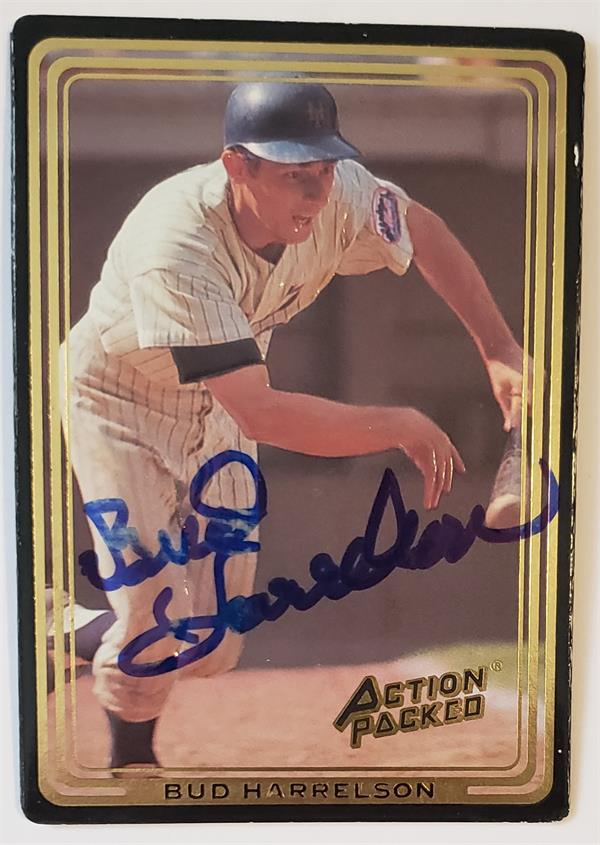 768841 Bud Harrelson Autographed Baseball Card -   York Mets 1992 Action Packed No.58