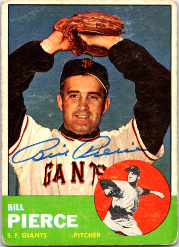 769129 Billy Pierce Autographed Baseball Card - San Francisco Giants 1963 Topps No.50