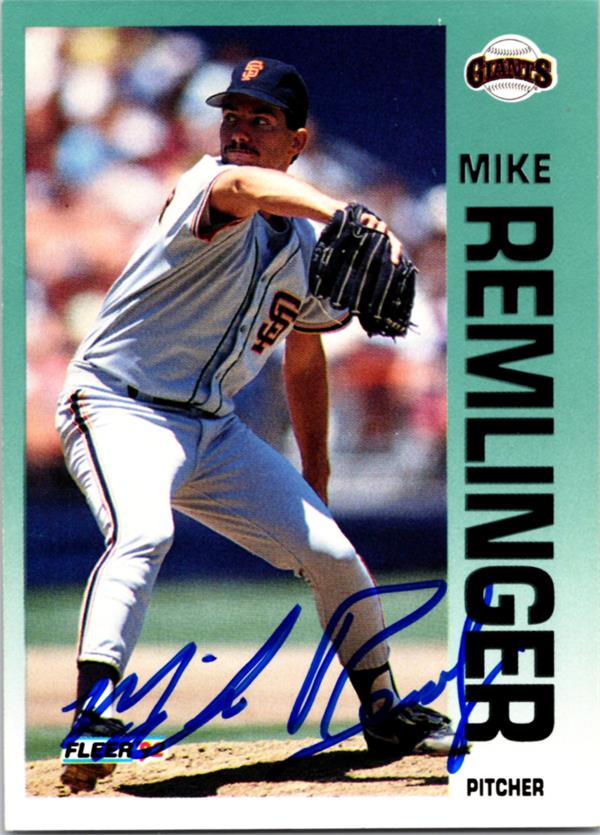 794056 Mike Remlinger Autographed Baseball Card - San Francisco Giants 1992 Fleer No.646