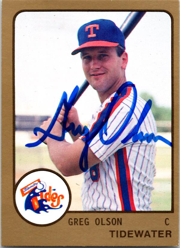 794128 Greg Olson Autographed Baseball Card - Mets, Tidewater Tides 1988 Procards No.1597