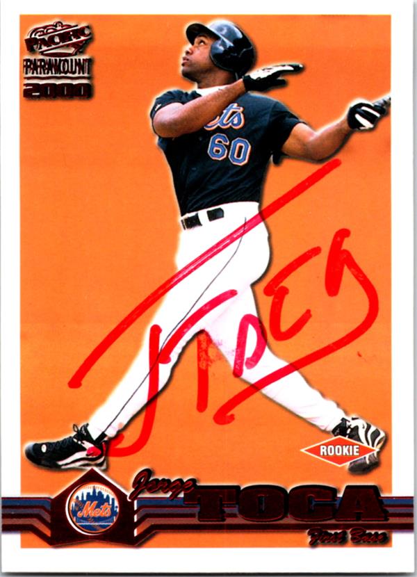 794156 Jorge Toca Autographed Baseball Card -   York Mets 2000 Pacific Paramount No.154
