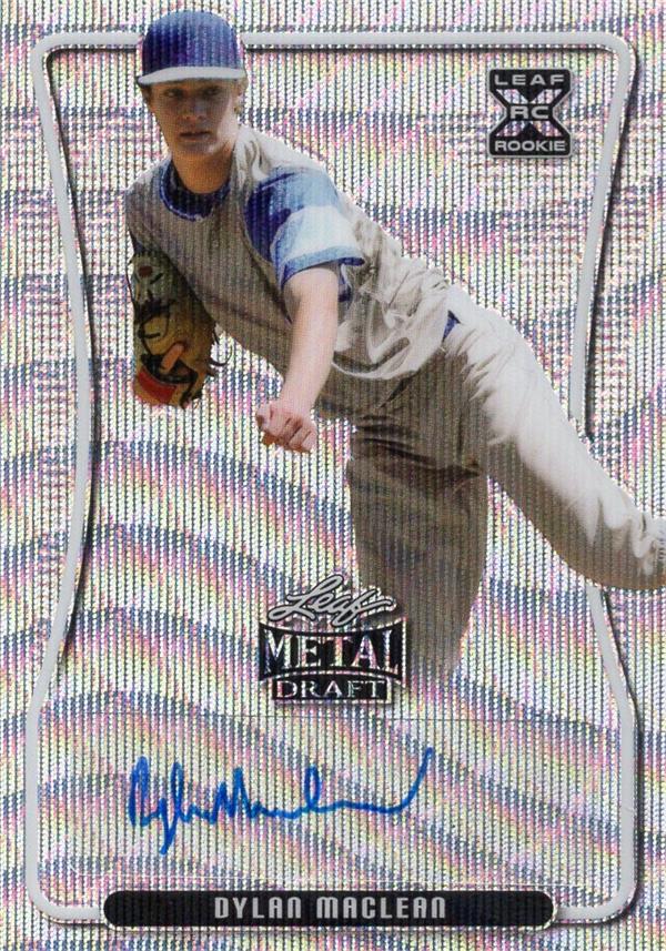 794286 Dylan Maclean Autographed Baseball Card - Texas Rangers 2020 Leaf Draft Metal Rookie Refractor No.BADML