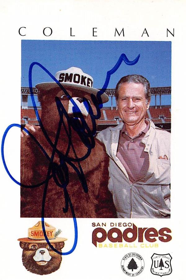 794351 Jerry Coleman Autographed Baseball Card - 1984 Smokey Bear No.JC - San Diego Padres 67